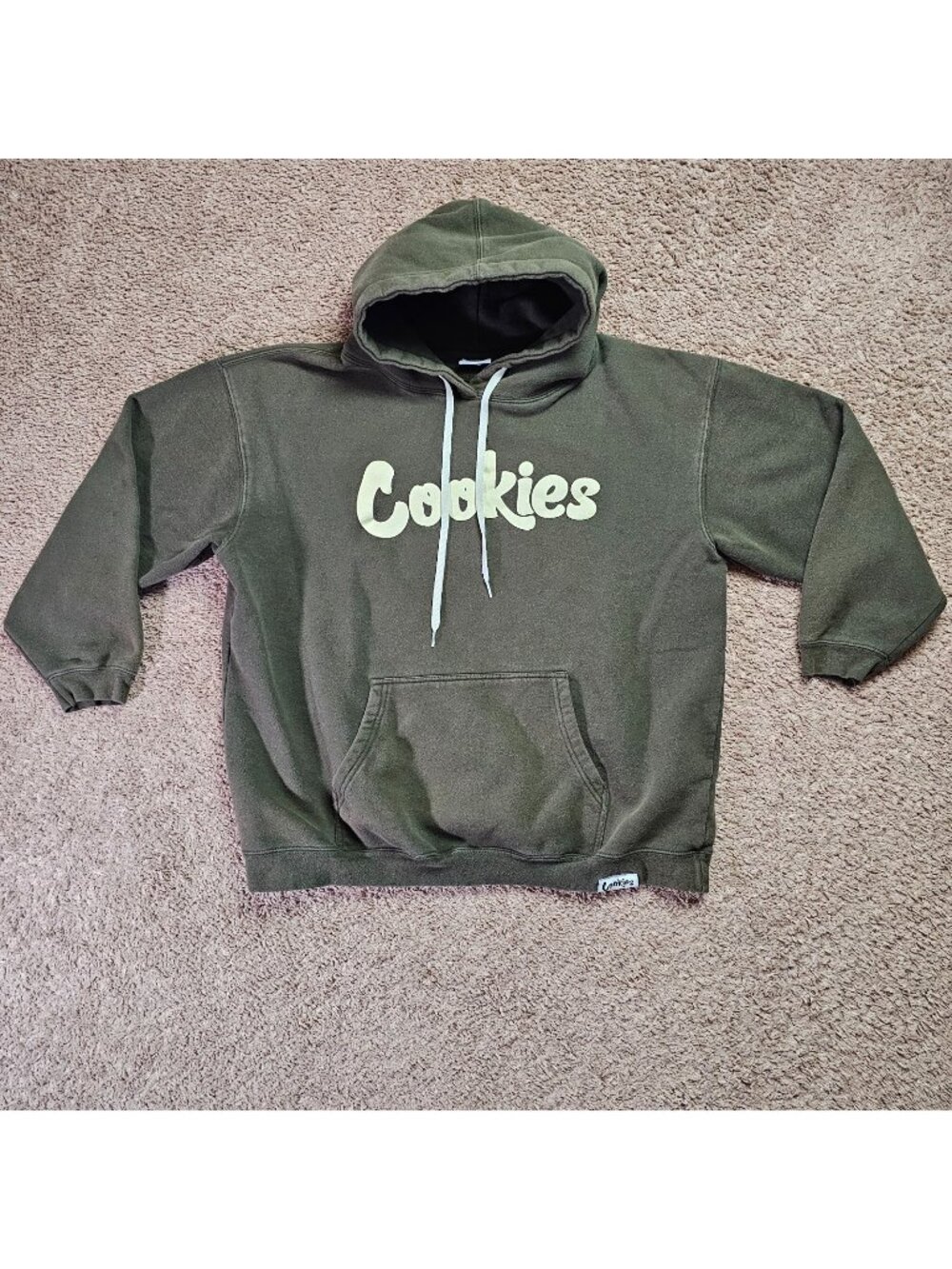 Cookies Original Hoodie Mens XL Green Fleece Pullover Streetwear Sweatshirt